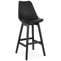 BARHOCKER Kunstleder Eichenholzbeine Sitzhöhe 75cm Skandi-Stil MIRANOX, Schwarz 56x48x112 cm - Schwarz, Eichenholz/Kunststoff (48/112/56cm) - KADIMA DESIGN