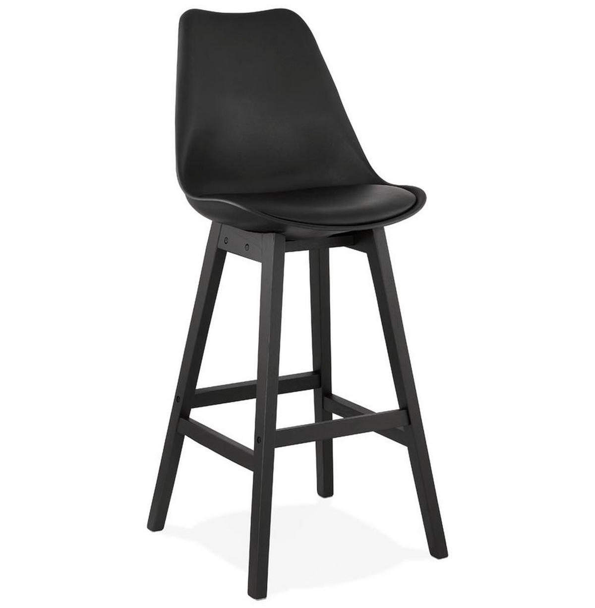 BARHOCKER Kunstleder Eichenholzbeine Sitzhöhe 75cm Skandi-Stil MIRANOX, Schwarz 56x48x112 cm - Schwarz, Eichenholz/Kunststoff (48/112/56cm) - KADIMA DESIGN