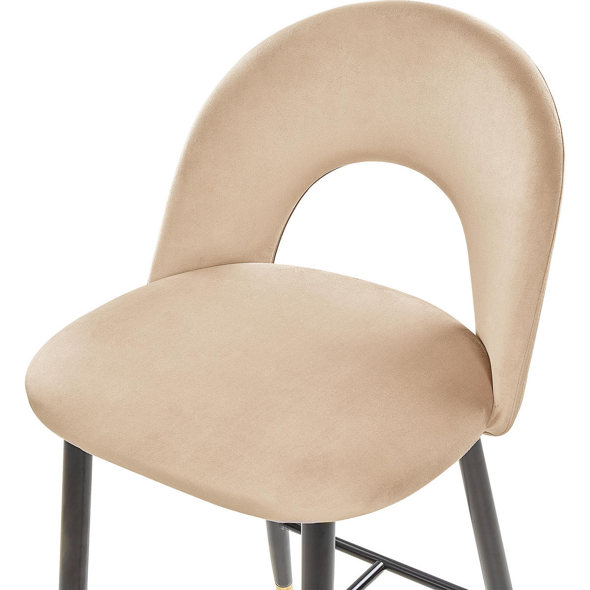 BARSTUHL 2er-Set Samtstoff Beige Falton - Beige, Textil/Metall (48/98/49cm) - Beliani