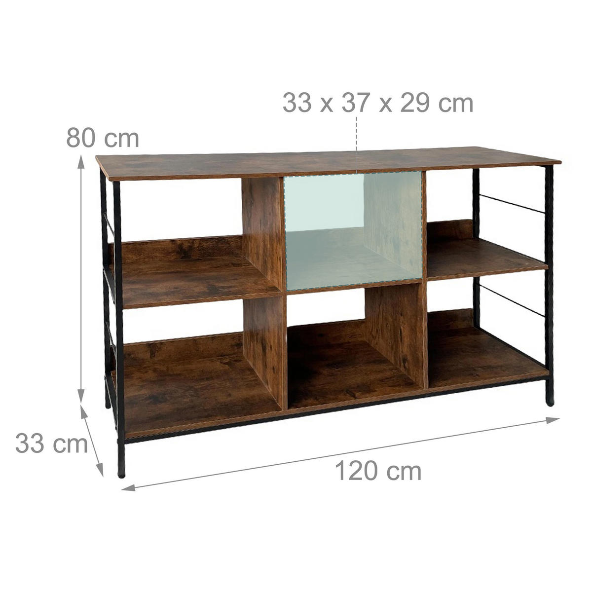 REGAL - Dunkelbraun, Holzwerkstoff/Metall (120/80/33cm) - Relaxdays