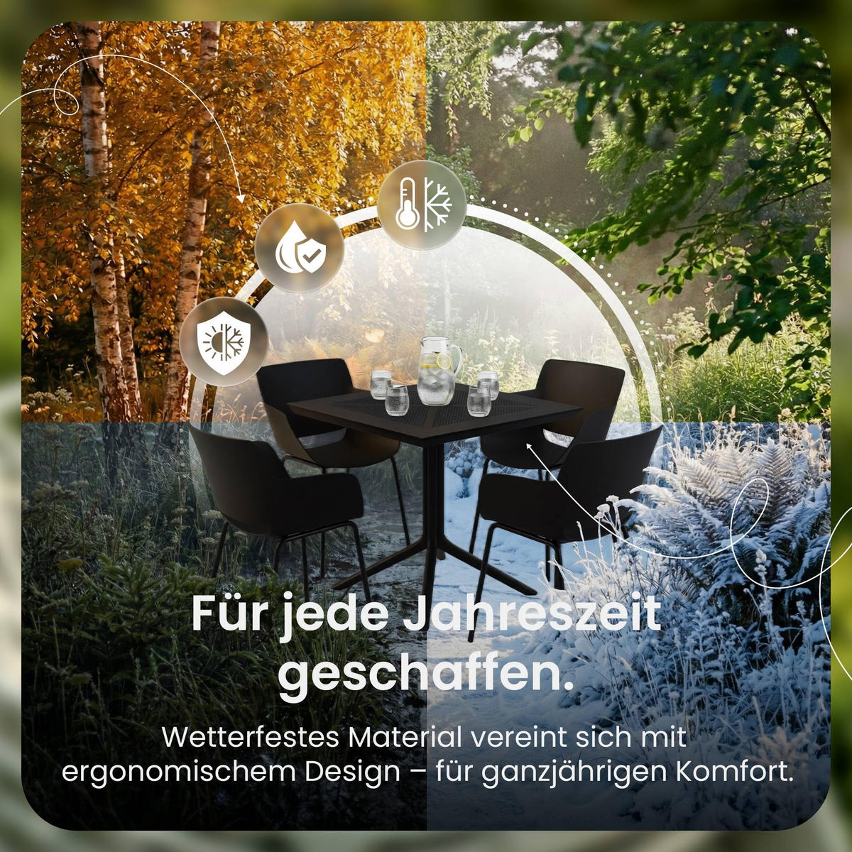 GARTENSITZGRUPPE 4 Kunststoff Schwarz - Schwarz, Kunststoff - CLP