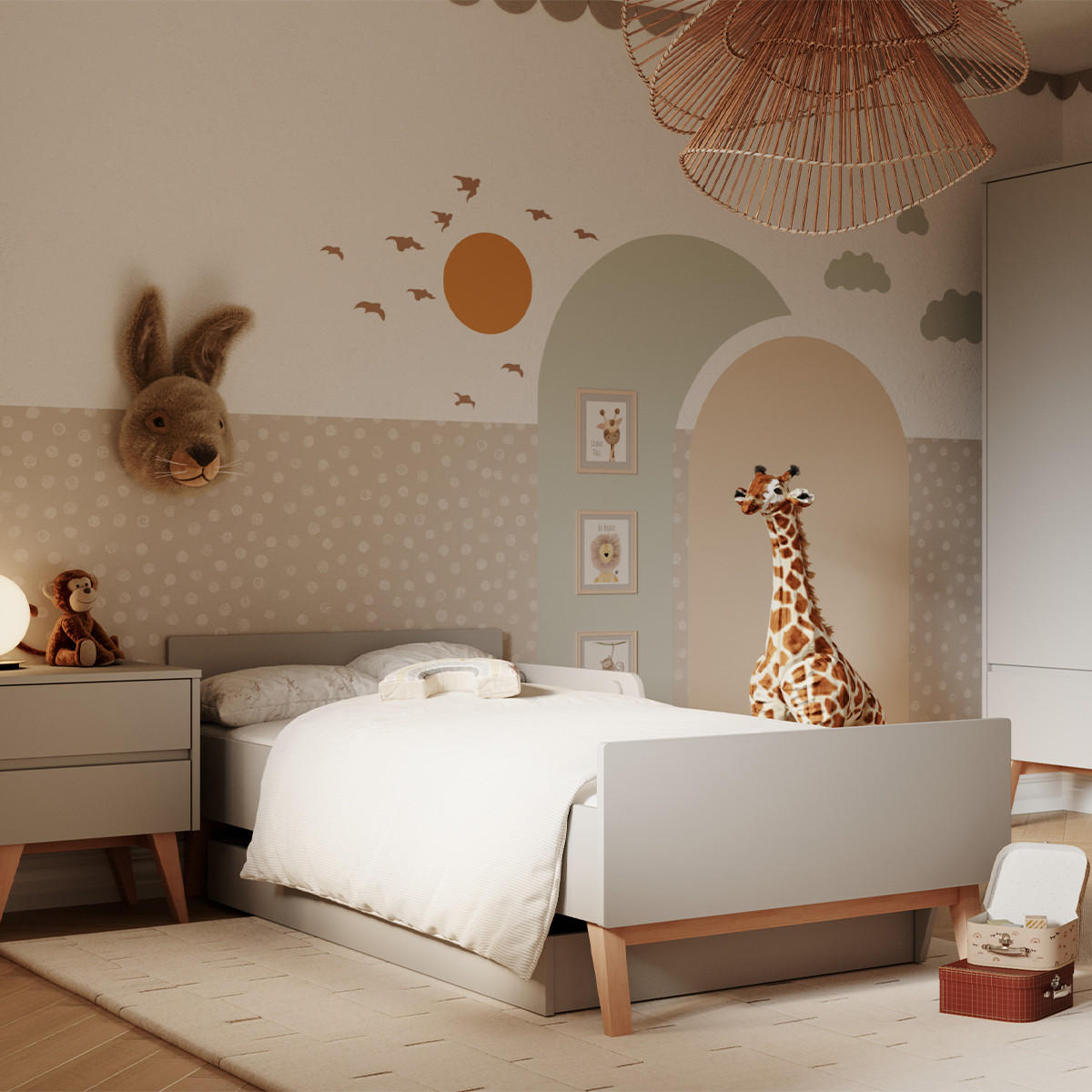 POSTEL 90/200 Swing Šedá a dřevo - šedá, kompozitní dřevo (90/200cm) - Petits-meubles