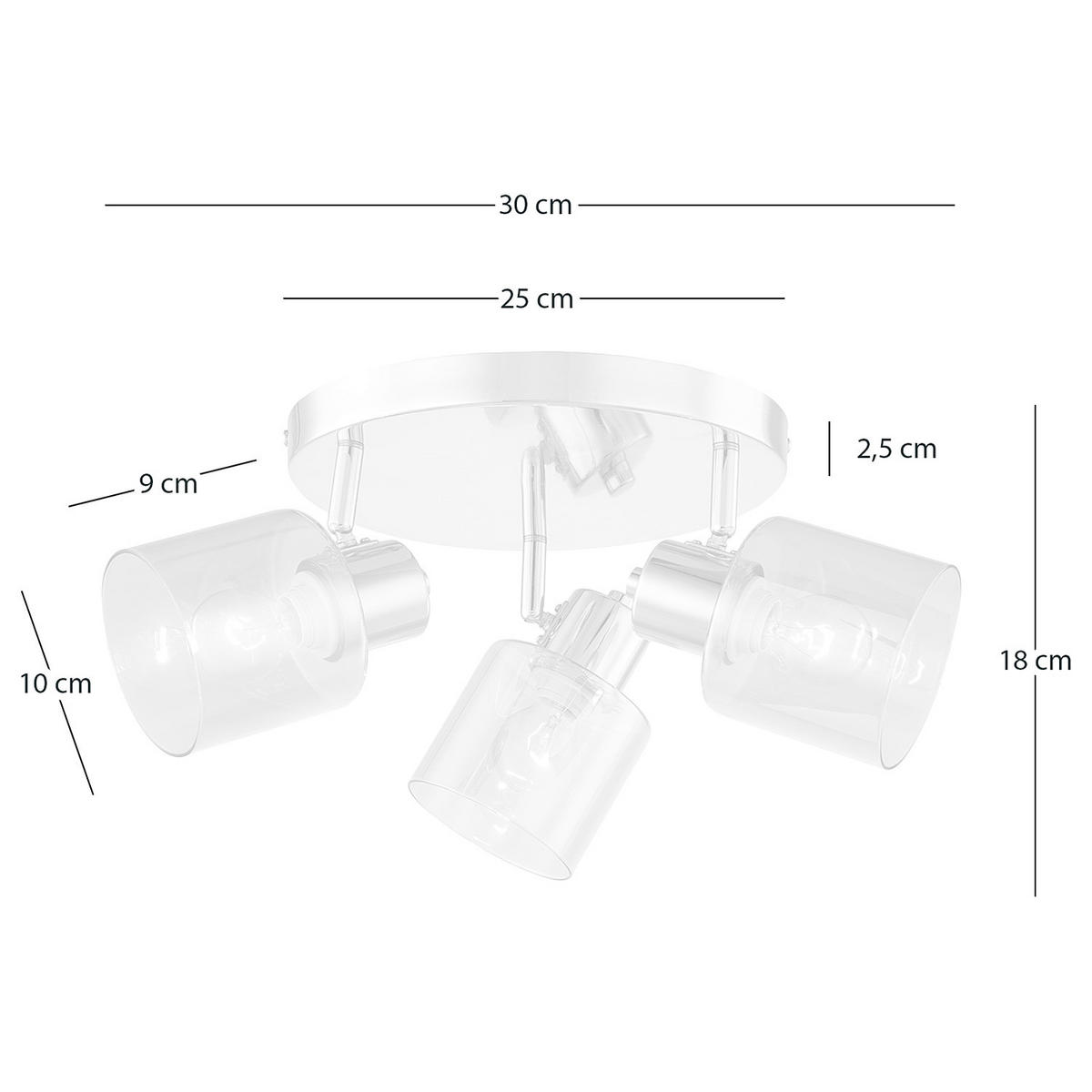 DECKENLEUCHTE - Metall / Glas, 3-flammig - Goldfarben, Glas (30/30/18cm) - home24