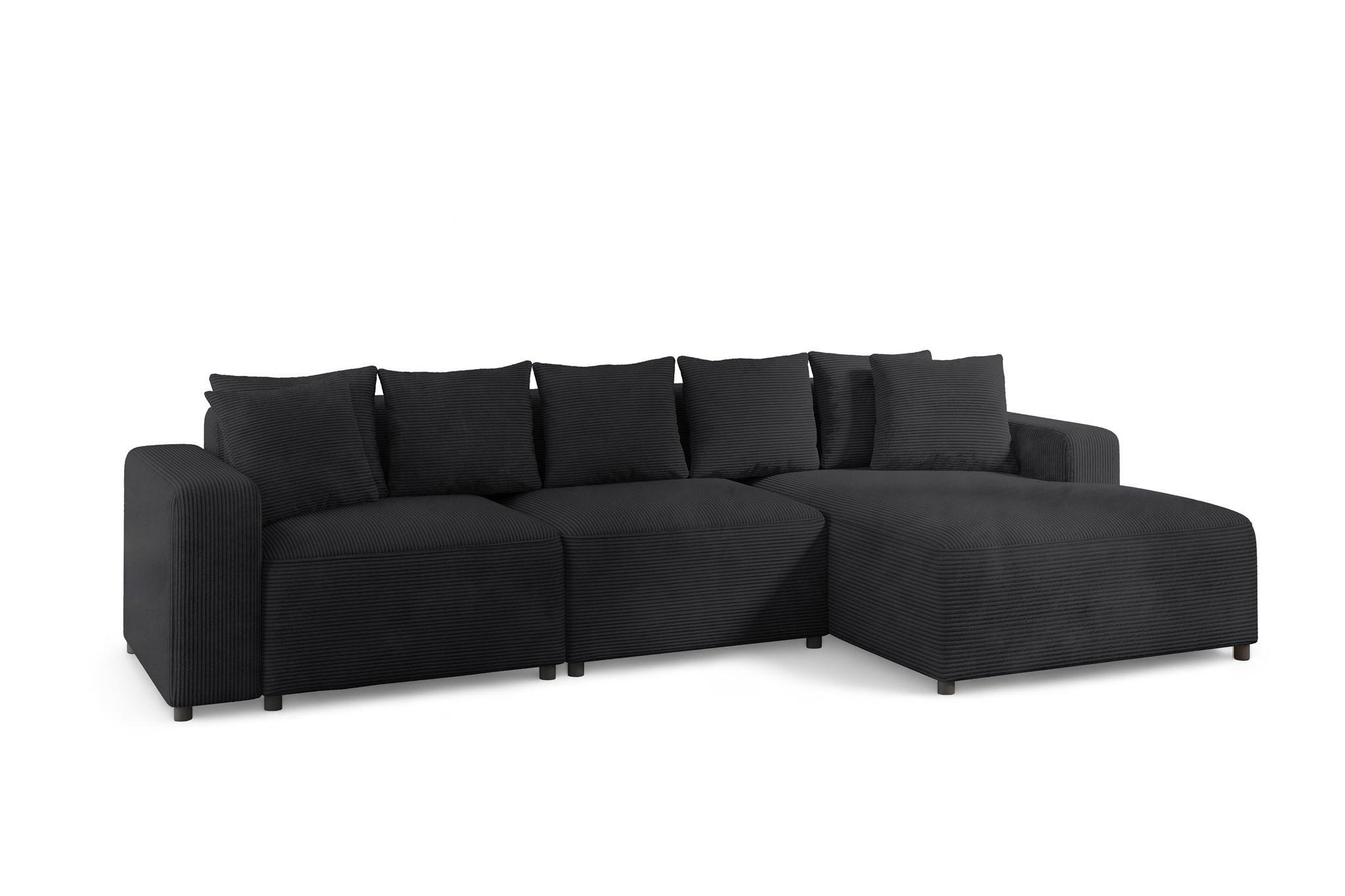 ECKSOFA Megan In Poso - Anthrazit, Holzwerkstoff/Textil (331/165cm) - Fun Möbel