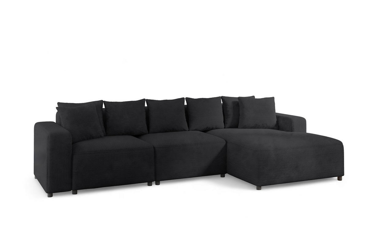 ECKSOFA Megan In Poso - Anthrazit, Holzwerkstoff/Textil (331/165cm) - Fun Möbel