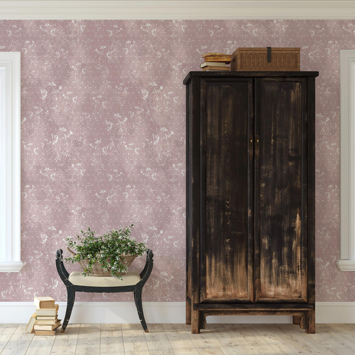 TAPETE Vintage aus echtem Papier, 200x280cm, 8 Bögen - Pink, Papier (200/280cm) - WALLPAPERS4BEGINNERS