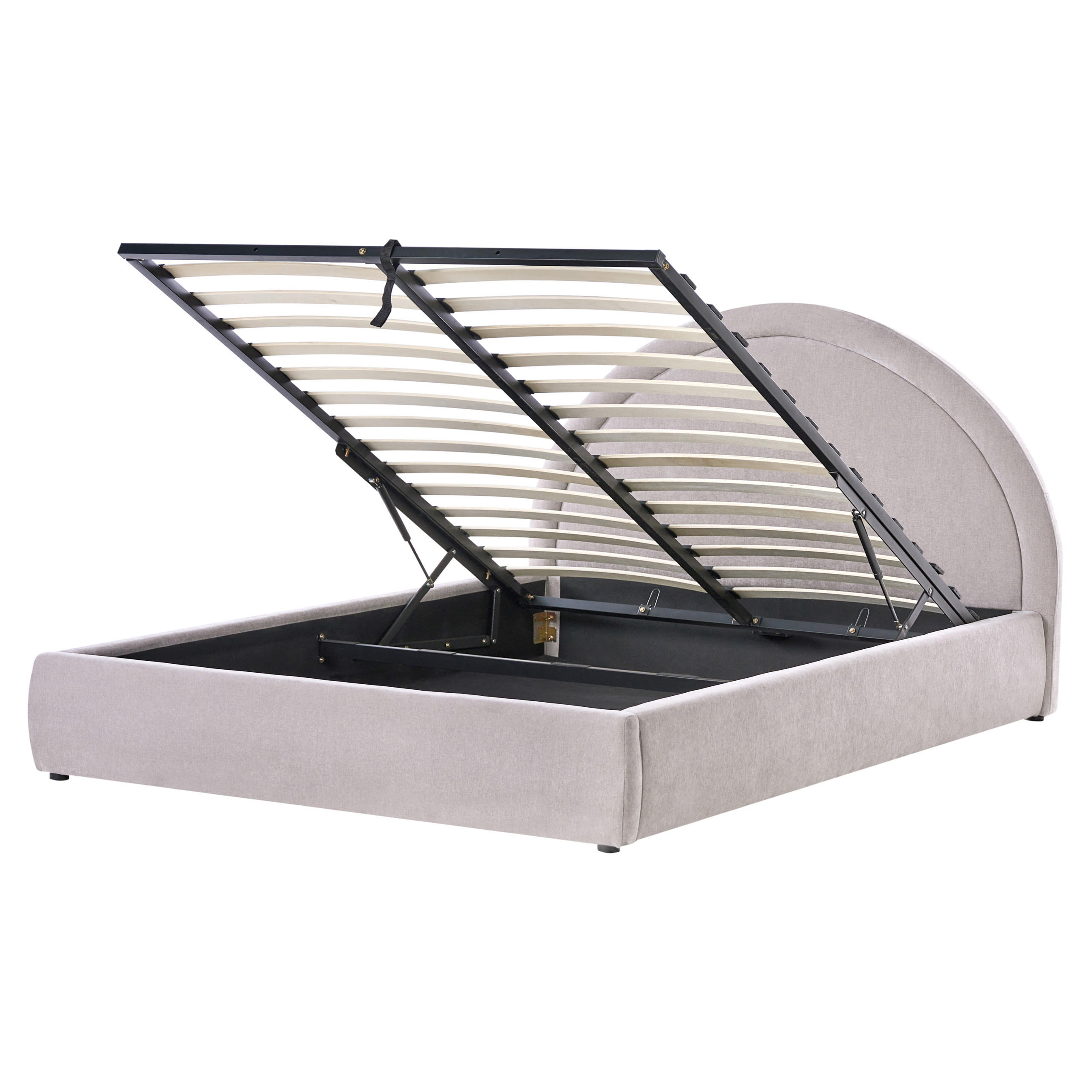 BETT mit Stauraum 160/200 cm Beige Mouzon - Beige/Grau, Textil (160/200cm) - Beliani