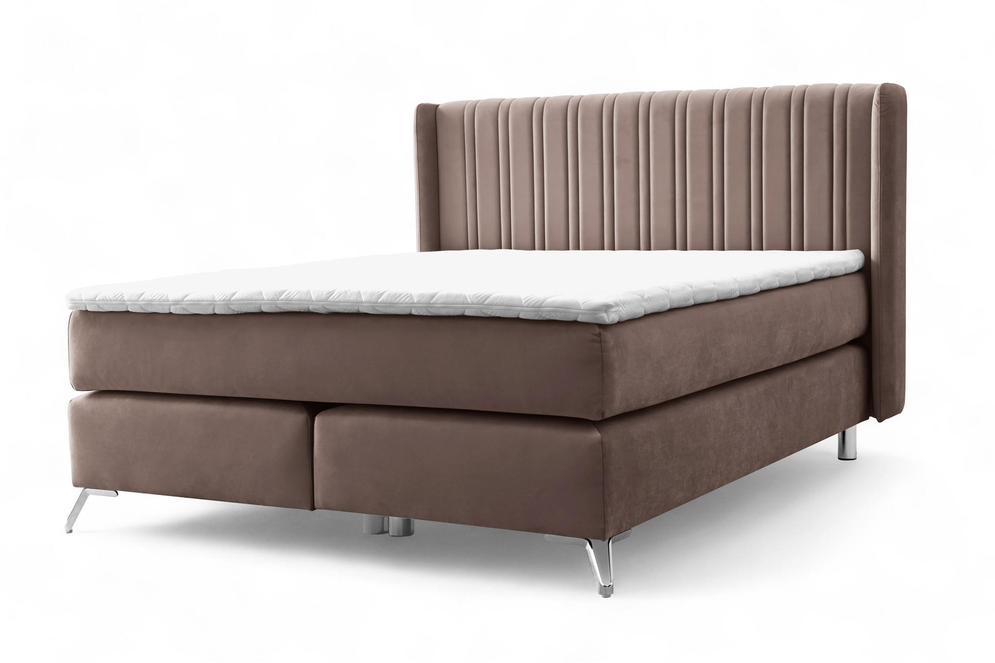 BOXSPRINGBETT Agnus - Dunkelbraun, Holzwerkstoff/Textil (160/200cm) - Fun Möbel