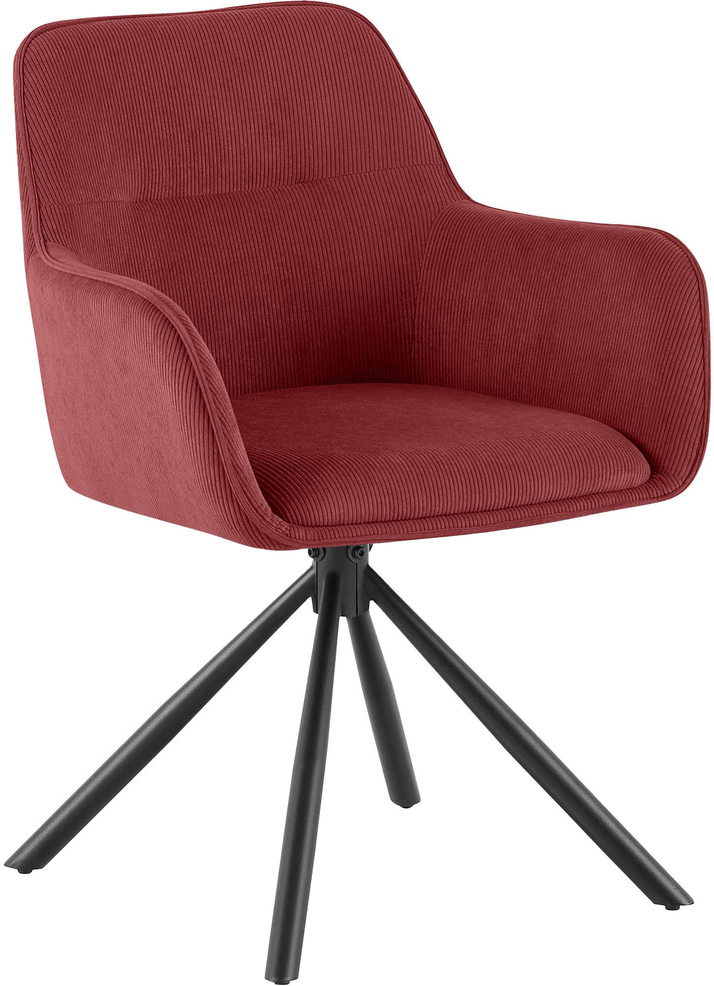 ARMLEHNENSTUHL Cord Bordeauxrot - Bordeaux/Schwarz, Textil/Metall (58/84/59cm) - CLP