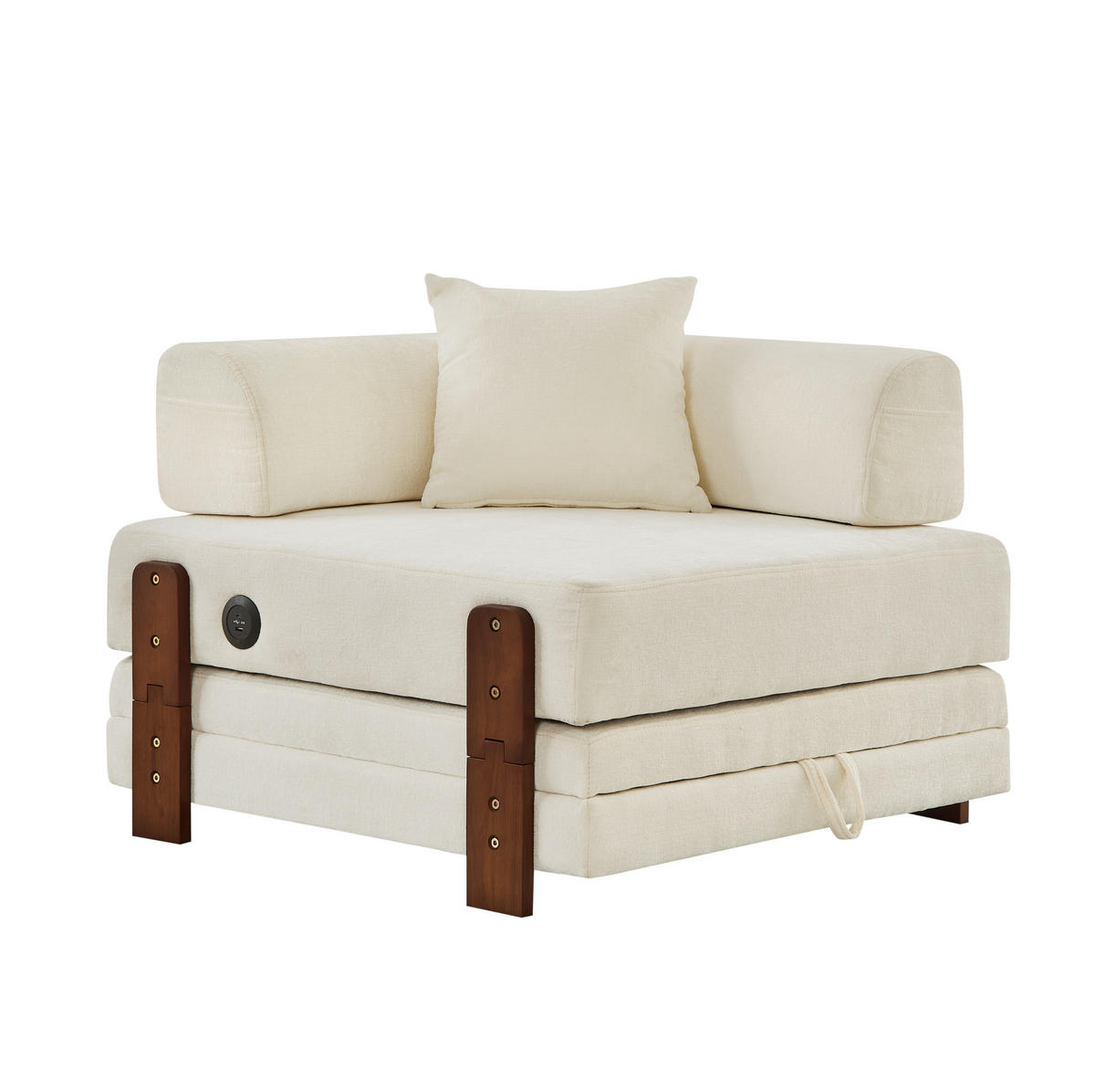 SCHLAFSOFA mit Schlaffunktion, USB- und Type-C-Anschluss, Stauraum und Seitentaschen, Beige - Beige, Textil (84/48/170.5cm) - Redom