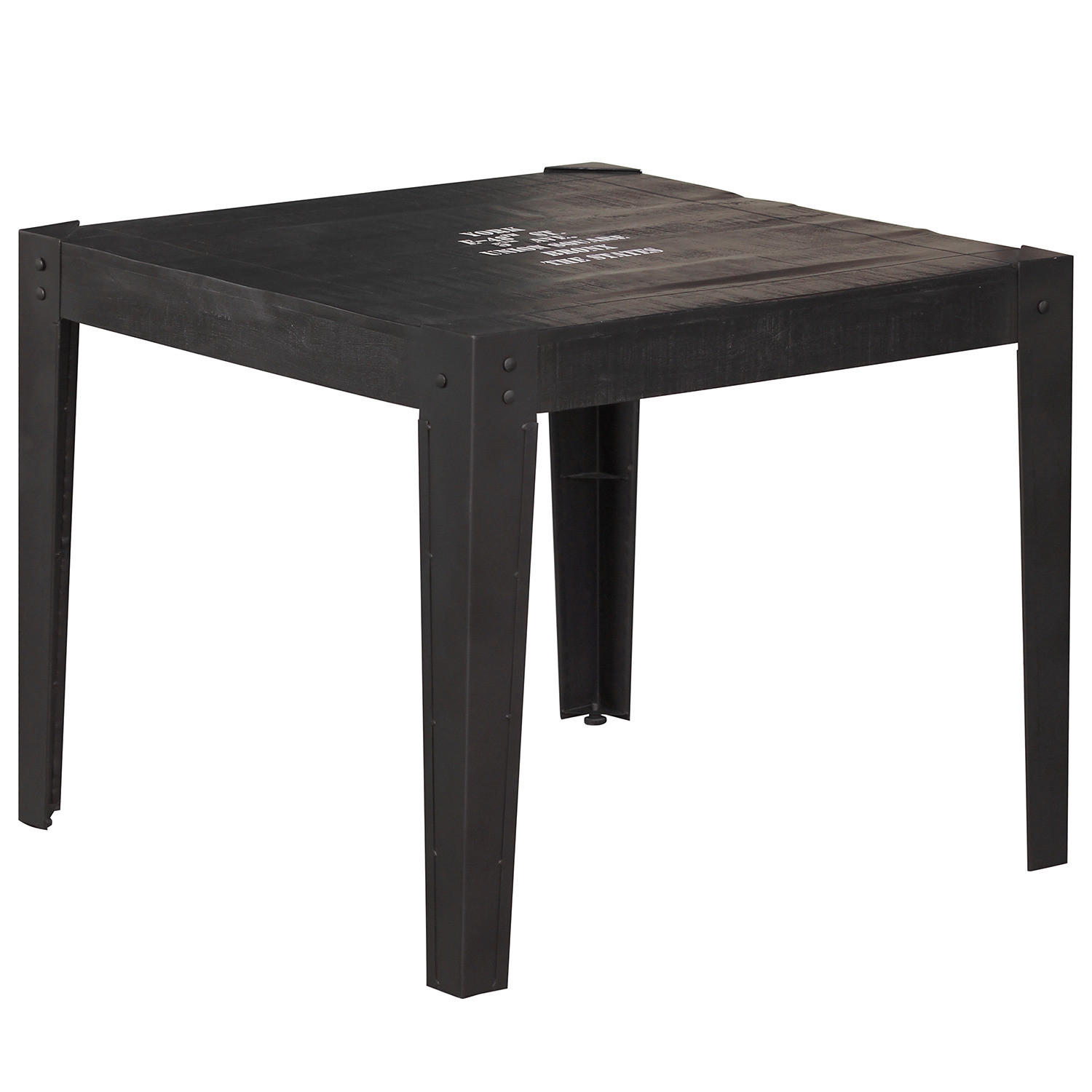 ESSTISCH - Mango massiv - Schwarz, Holz/Metall (90/90/76cm) - home24