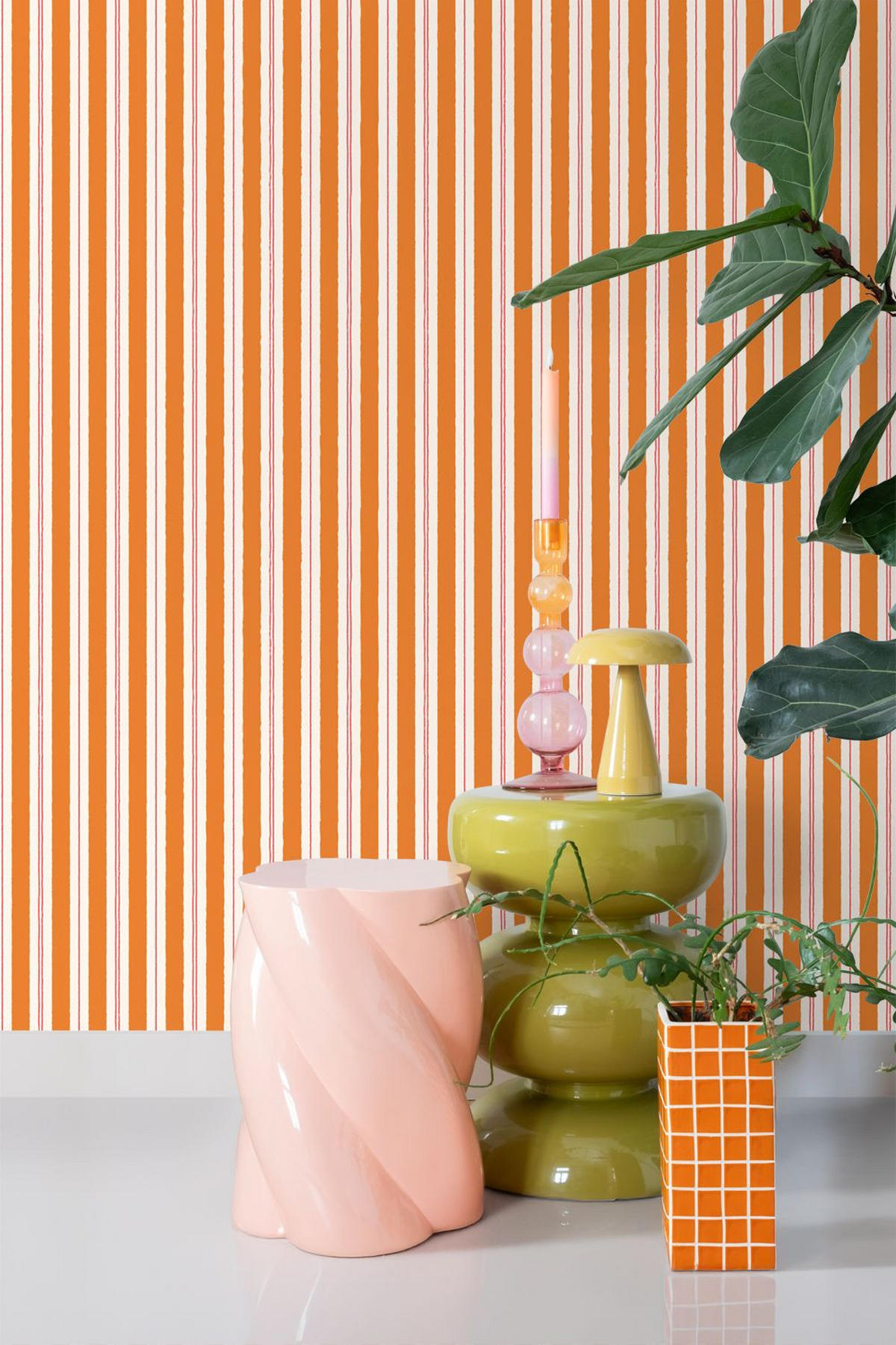 TAPETE Streifen 50 x 900 cm - Orange, Papier (50/0.1cm) - ESTAhome
