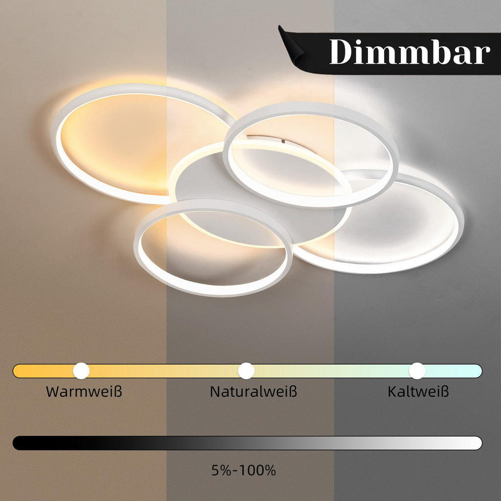 Thumbnail - Nettlife Led-Deckenleuchte, Weiß, Metall, 67x6x55.5 cm, Lampen & Leuchten, Innenbeleuchtung, Deckenleuchten