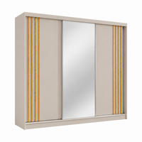 KLEIDERSCHRANK Nila 240 cm Kaschmir Spiegel 4 Schubladen Griffe silber - Kaschmir, Holzwerkstoff (240/216/61cm) - KS Home Concept
