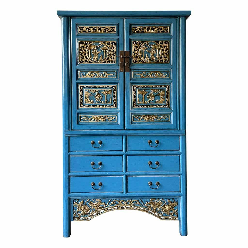 SCHRANK aus Holz 100x43x170 cm - Blau, Holz (100/170/43cm) - Wanderlust