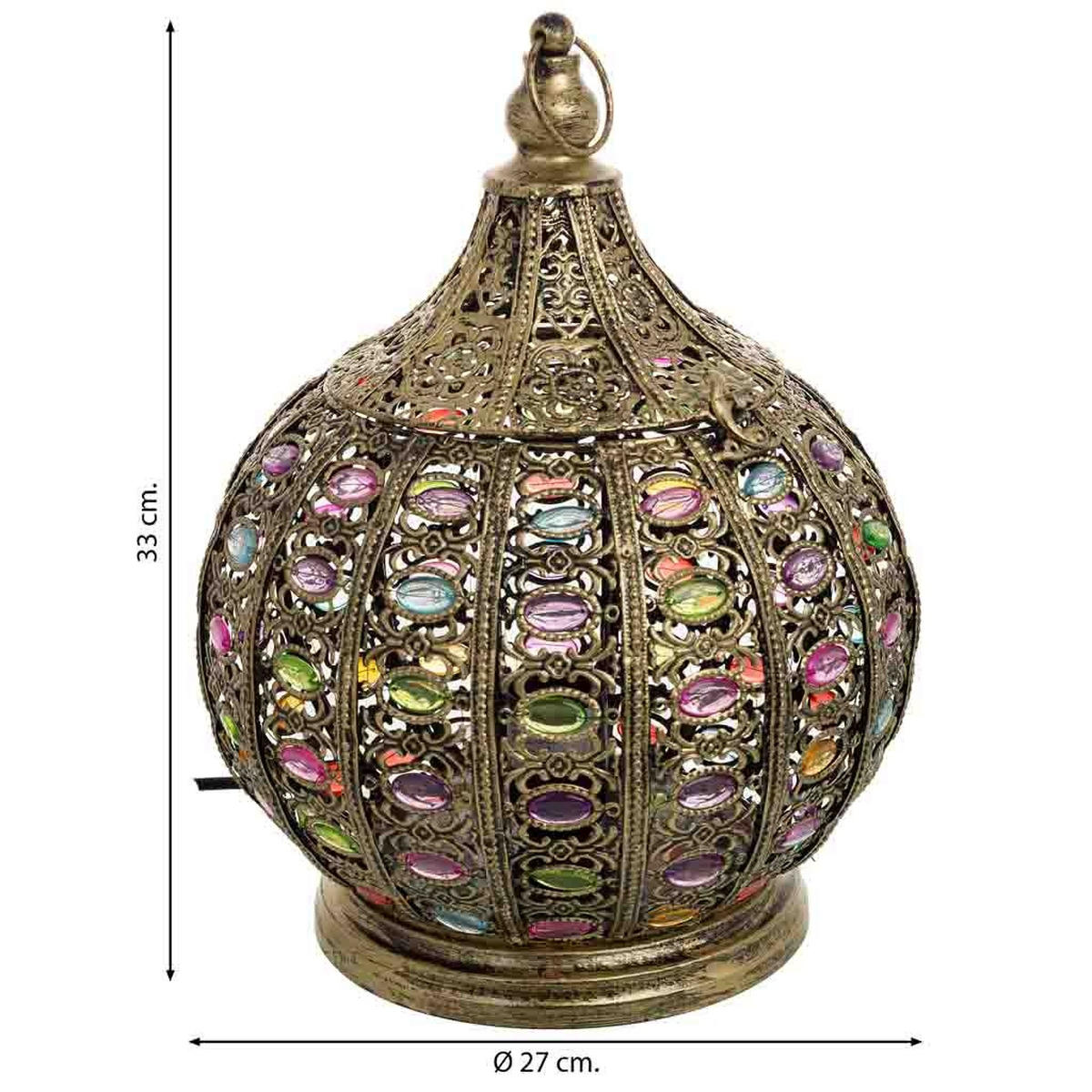 LAMPE aus Metall und Glas, 27x33cm - Multicolor, Metall (27/27/33cm) - Wanderlust