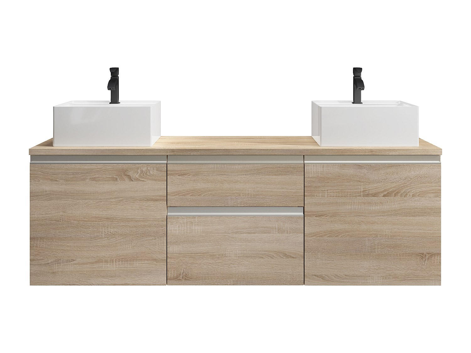 DOPPELWASCHTISCH - 150 cm x 50 cm - Holz, Platte - Naturfarben Hell - JIMENA - Naturfarben, Holz (150/46/50cm) - Vente-Unique