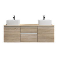 DOPPELWASCHTISCH - 150 cm x 50 cm - Holz, Platte - Naturfarben Hell - JIMENA - Naturfarben, Holz (150/46/50cm) - Vente-Unique