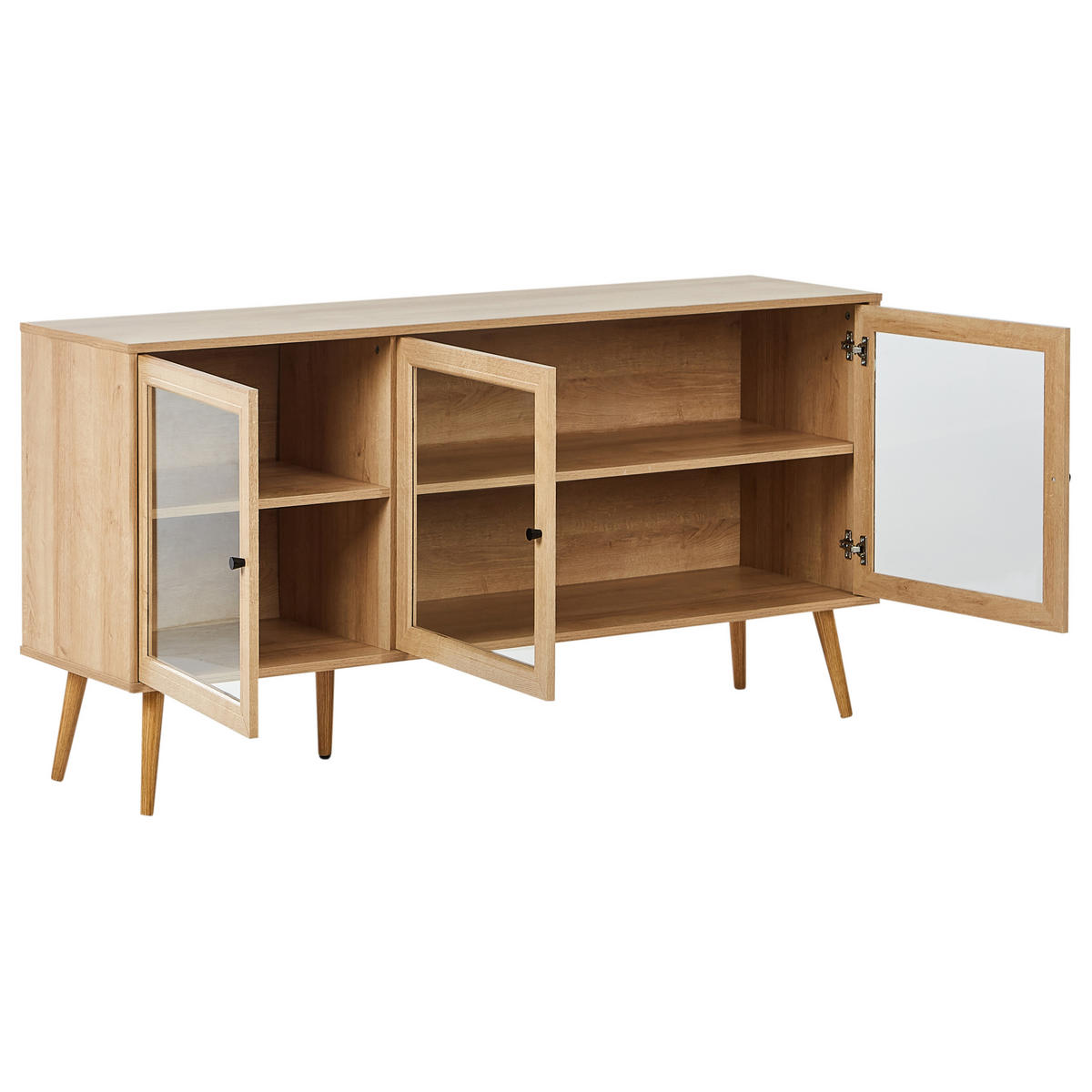 SIDEBOARD mit Glastüren 150 cm Hellbraun Albany - Braun, Holzwerkstoff (150/76/40cm) - Beliani