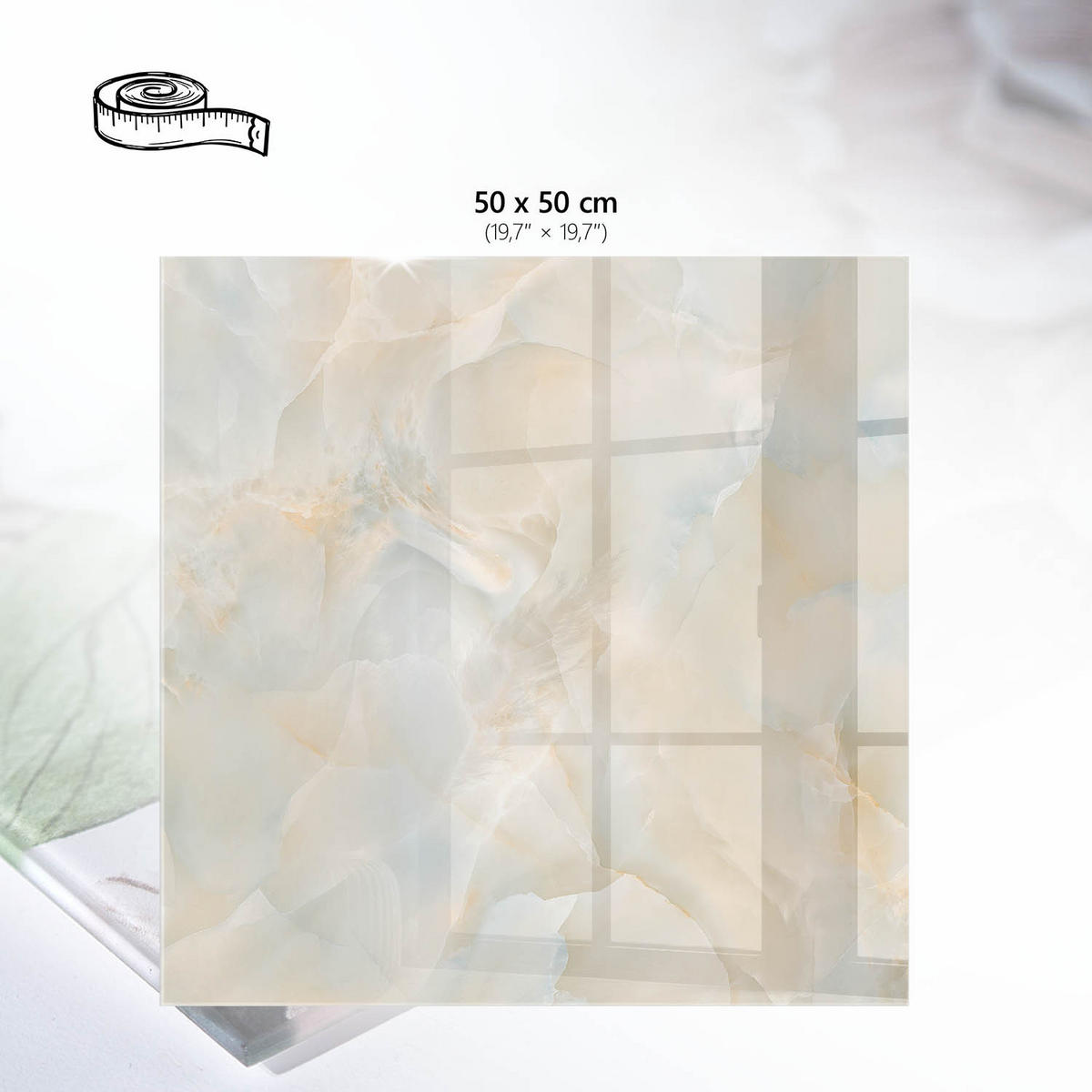 TISCHPLATTE 50x50 cm – Feine Abstraktion - Grau, Glas (50/50/0.4cm) - Wallfluent