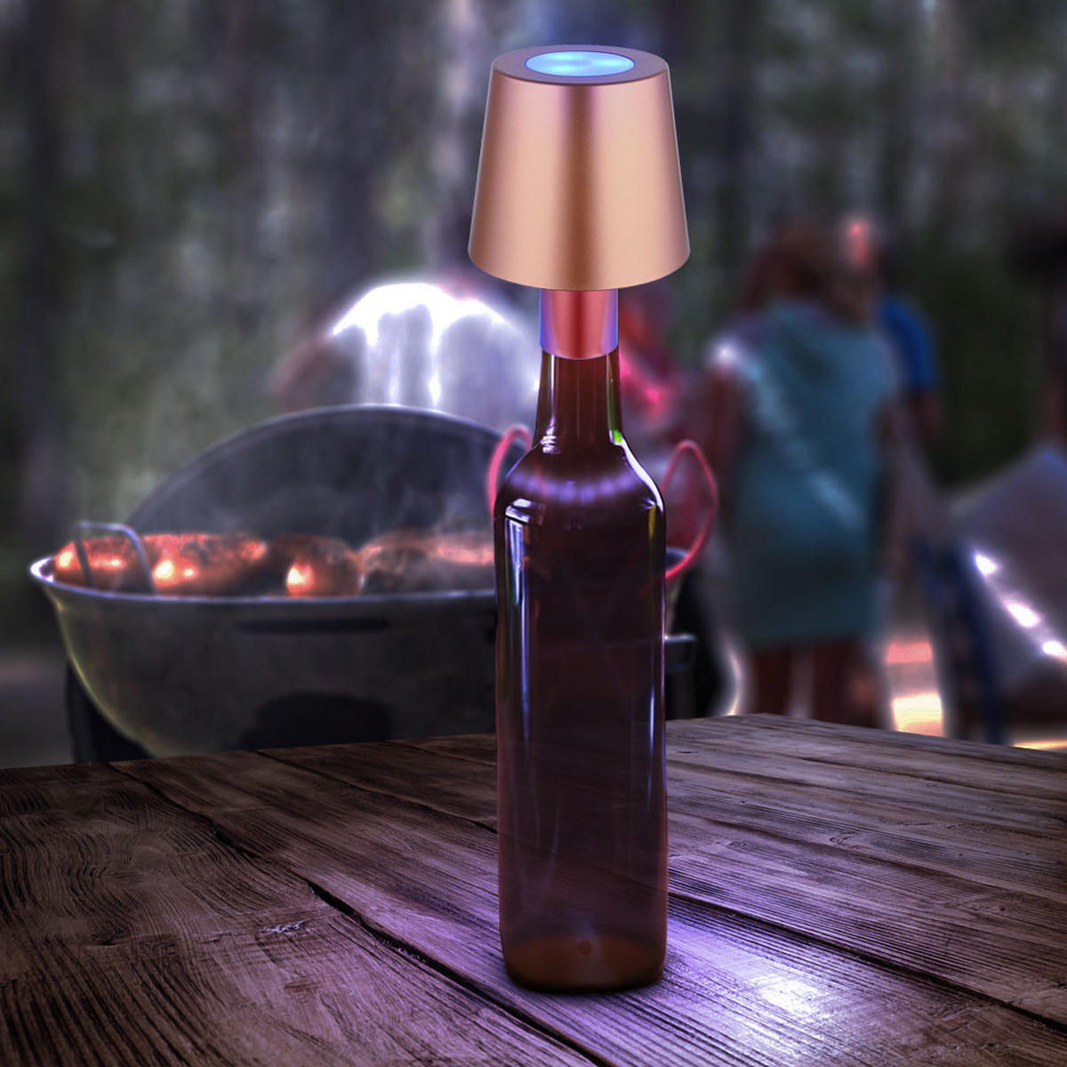 LED TISCHLEUCHTE Flaschenlampe Gold - Goldfarben, Kunststoff (10.5/10.5/14cm) - Globo Lighting