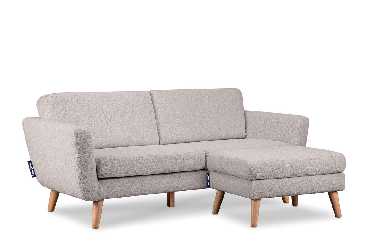 3-SITZER-SOFA TAGIO mit Armlehnen, Hellgrau - Hellgrau/Braun, Buchenholz/Textil (88/80/190cm) - KONSIMO®