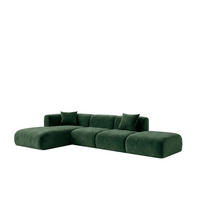 ECKSOFA L-Form Mit Hocker, Velvet-Stoff Bluvel, Grün, Links, GRETA - Grün, Holz (386/179cm) - Kaiser Möbel