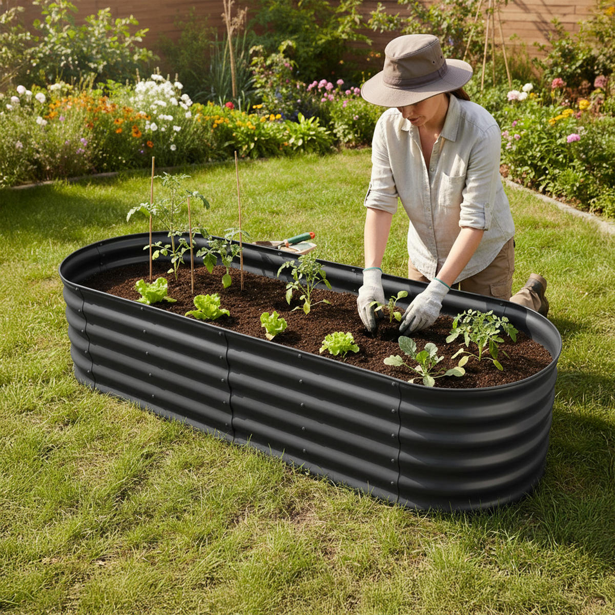 HOCHBEET - Anthrazit, Metall (150/45/60cm) - Relaxdays