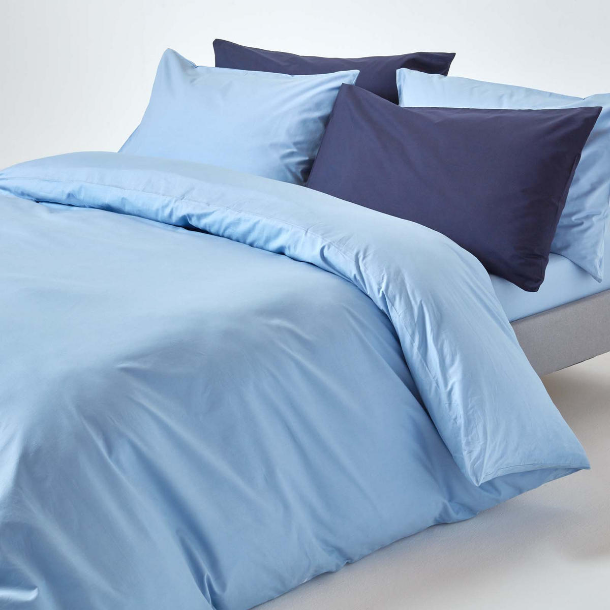 BETTWÄSCHE Perkal Fadendichte 200 - Blau, Textil (240/220cm) - Homescapes