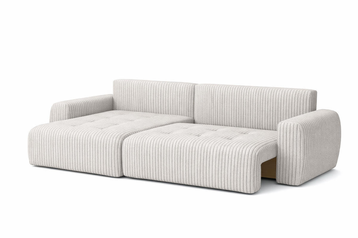 ECKSOFA Mit Schlaffunktion Und Bettkasten L-Form Ivo L, Cordstoff Poso, Beige, Links - Beige, Holz (250/142cm) - Kaiser Möbel