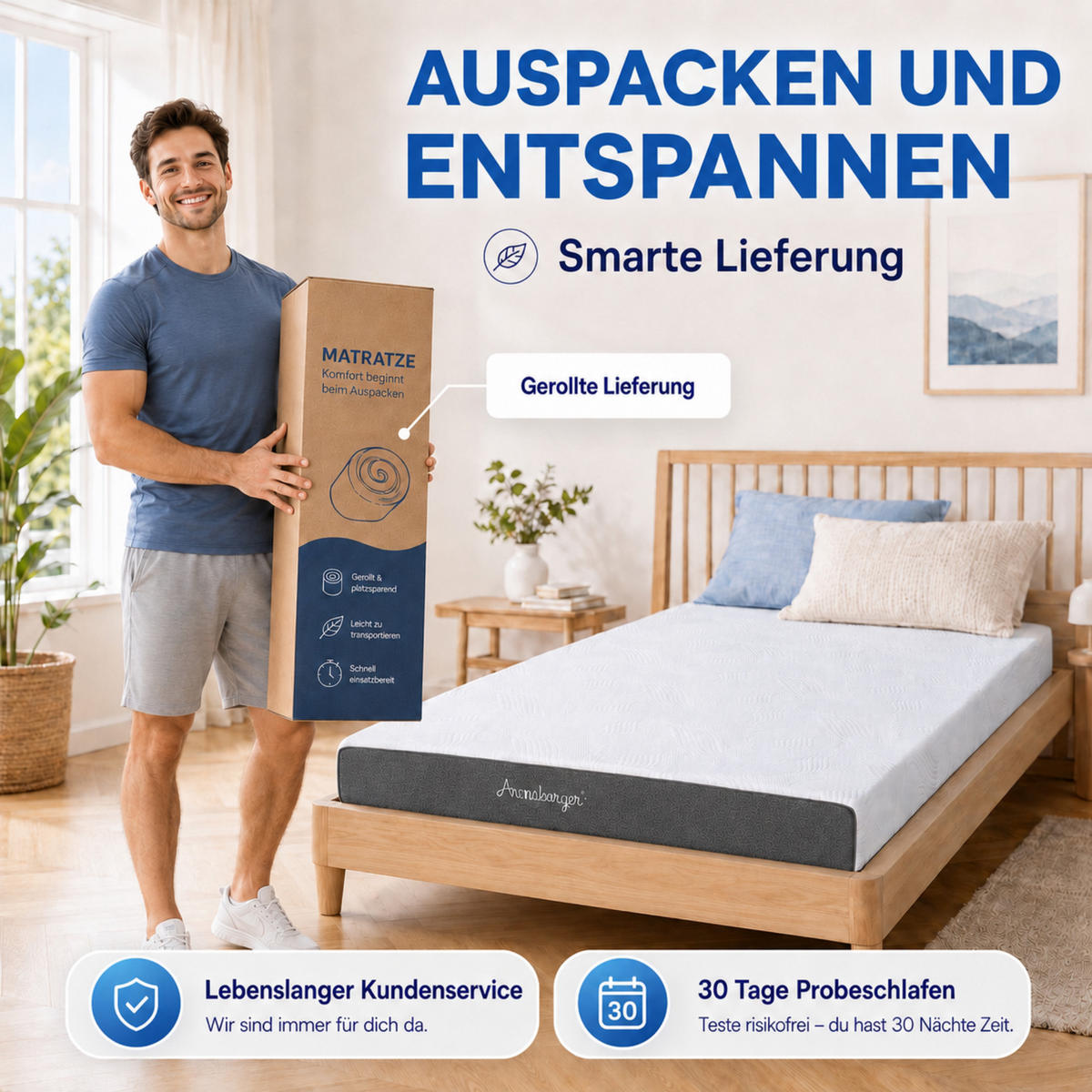 GELSCHAUM Matratze ANNA – 13 cm 100x200cm - Grau, Textil (80/200cm) - Arensberger