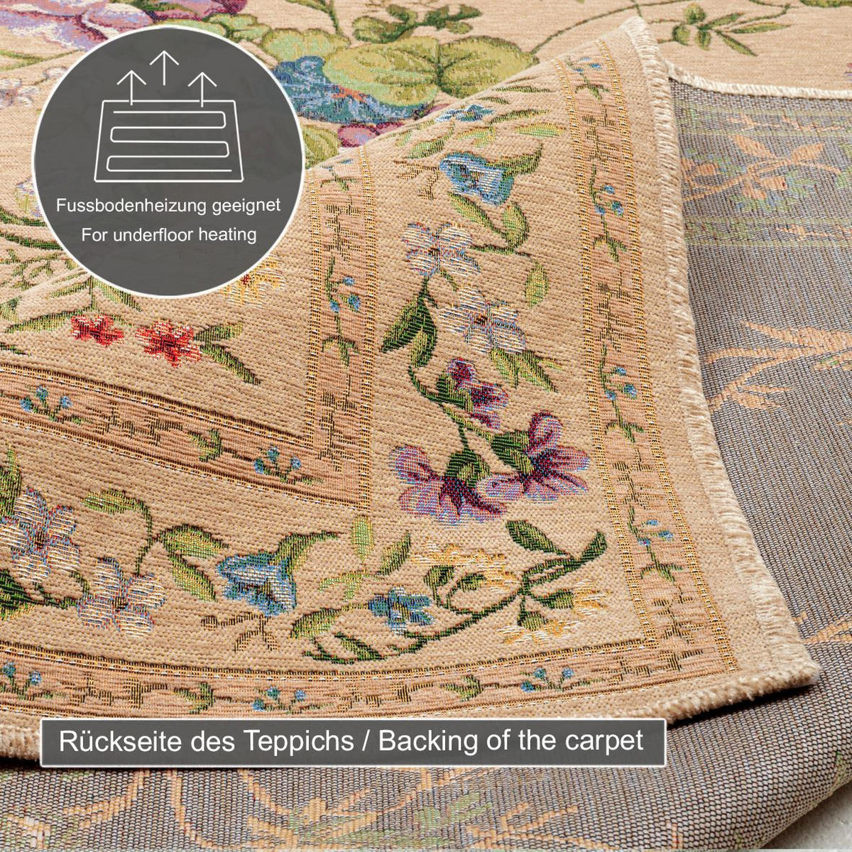 FLACHWEBTEPPICH Flomi Bettumrandung 70x400 cm - Beige, Textil (70/400cm) - THEKO