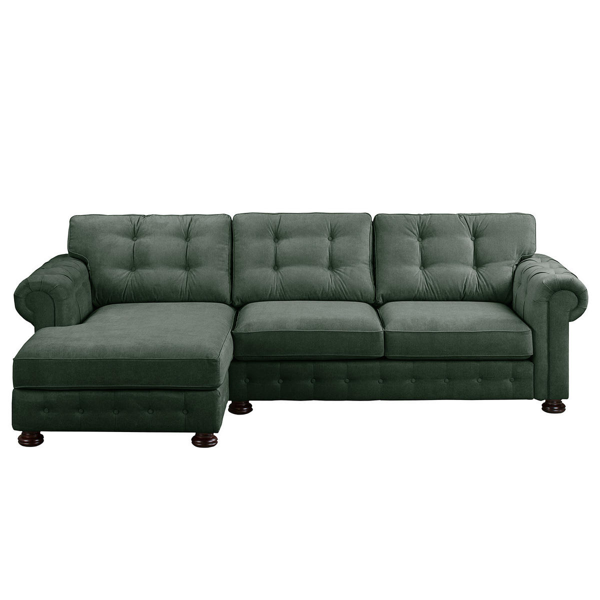 ECKSOFA mit Longchair - Microfaser - Olivgrün, Textil (302/166cm) - home24