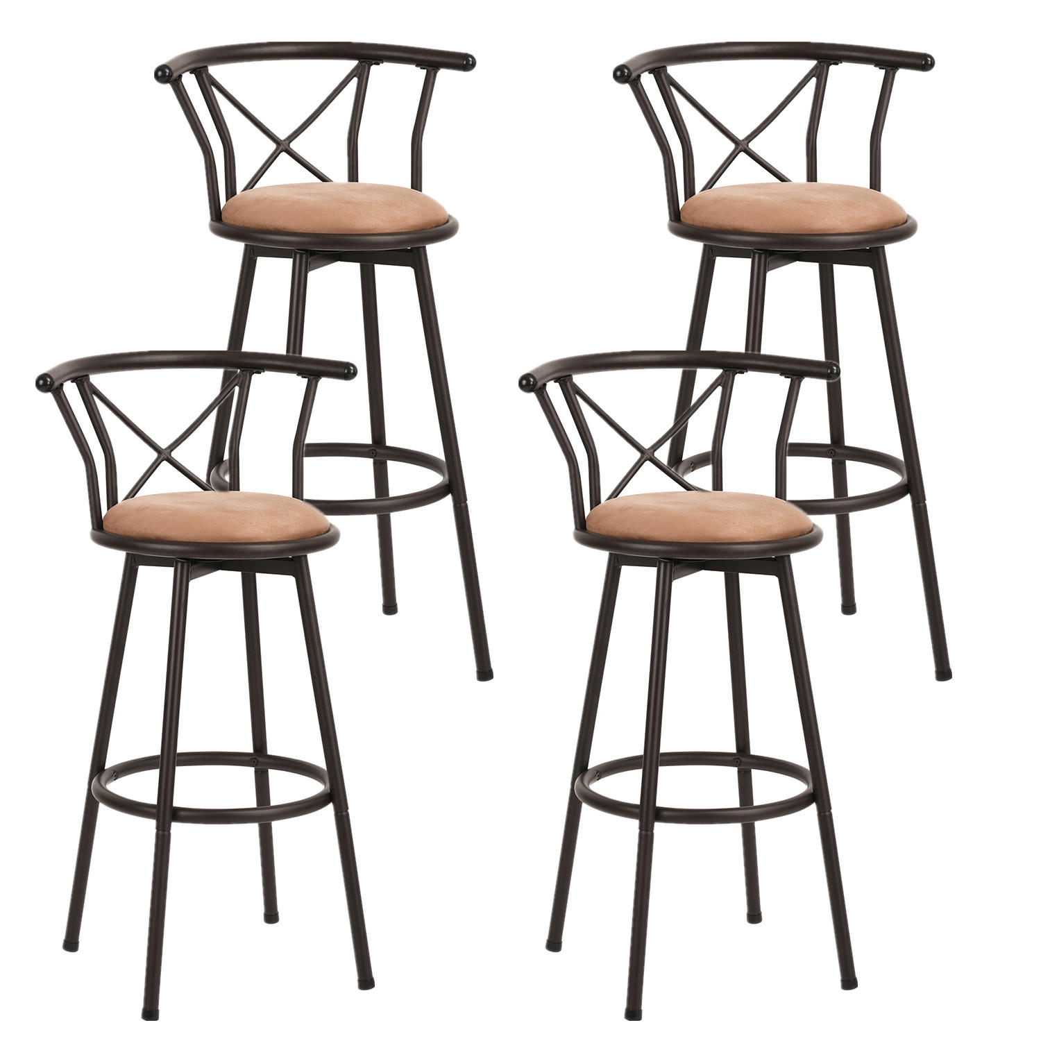 BARHOCKER 4er-Set Drehbar Braun - Braun, Metall (56/98.5/40cm) - Meubles Cosy