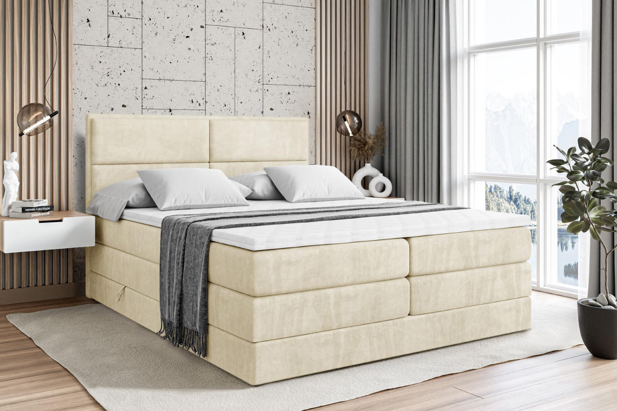 BOXSPRINGBETT AURA KING - 120 x 200 - H3/H4 - Beige - Beige, Holzwerkstoff (120/200cm) - ALTDECOR