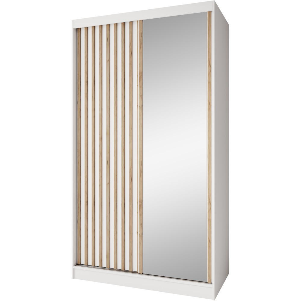 Beautysofa POSUVNÁ ŠATNÍ SKŘÍŇ Donatello se 2 dveřmi, 120 cm, bílá + dub Artisan