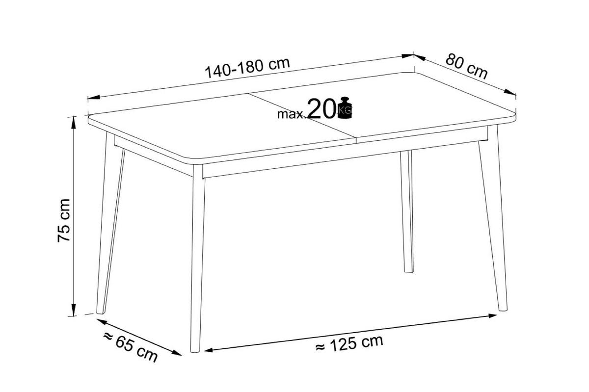 ESSTISCH Primo Weiß, Eiche riviera, Klapptisch mit Holz Beine - Eichefarben/Weiß, Holz/Holzwerkstoff (80/140/76cm) - Bettso