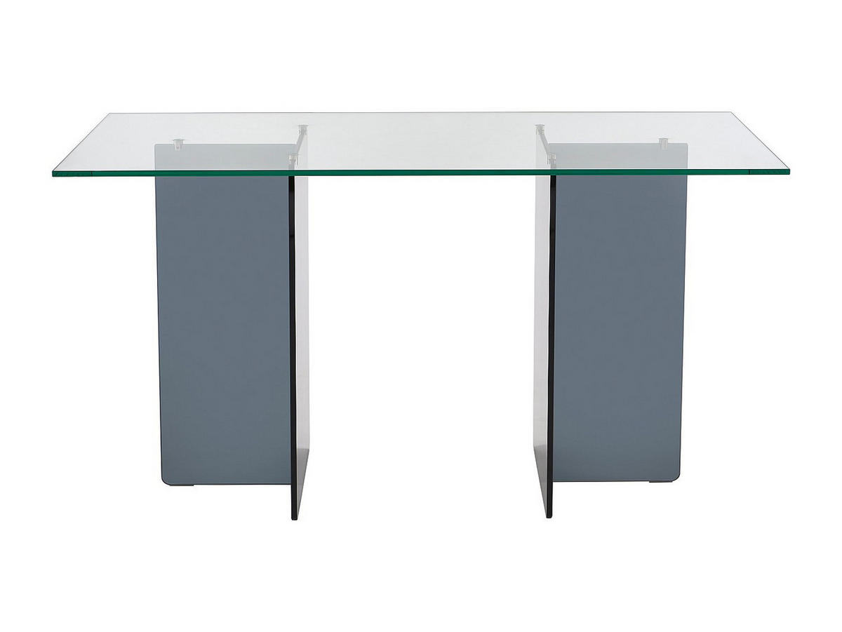 SCHREIBTISCH - Sicherheitsglas - Transparent & Anthrazit - BYLENA - Transparent, Glas (140/60/75cm) - Vente-Unique