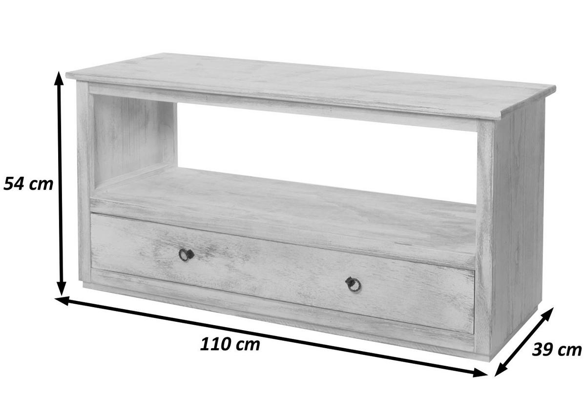 TV-RACK FERNSEHTISCH LOWBOARD Reinweiß - Weiß, Holz (110/53/39cm) - MCW