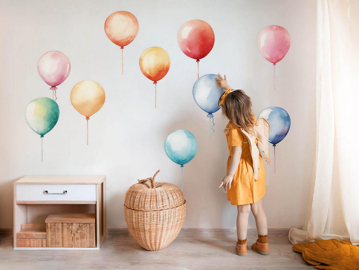 WANDAUFKLEBER 60x70cm - Bunte Luftballons - Multicolor, Kunststoff (60/70/0.1cm) - Wallfluent