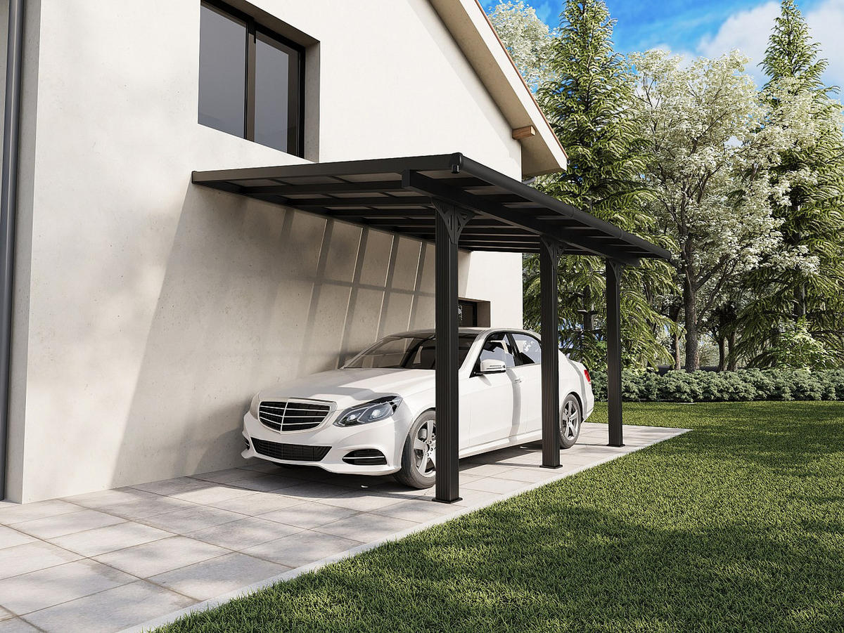 ANLEHNCARPORT - 1 Person - Plastik, Metall - Anthrazitgrau - - Anthrazit, Kunststoff/Metall (496/285/310cm) - Vente-Unique