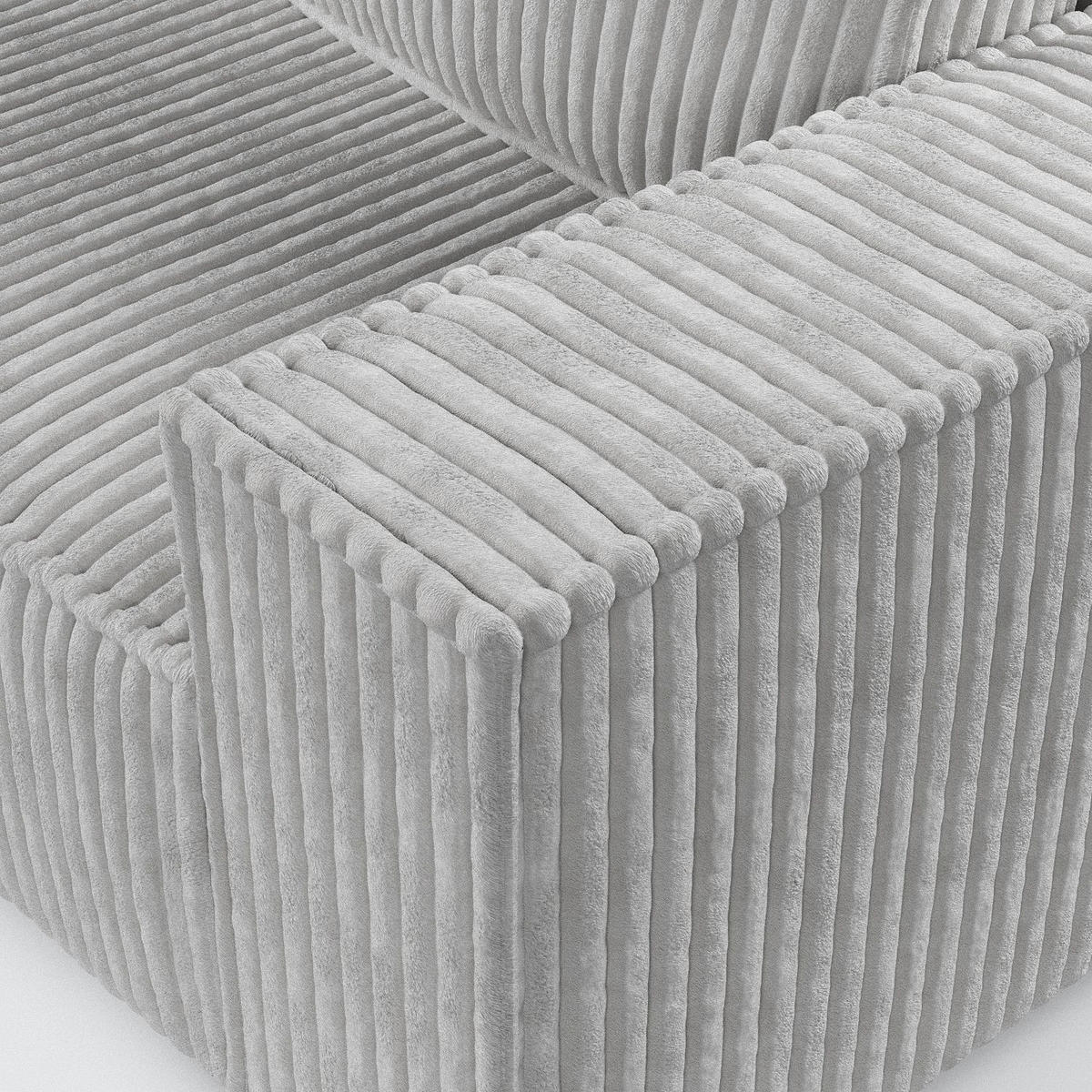 ECKSOFA Maze Grau Plüsch - Links Seite - Schwarz/Grau, Holz/Holzwerkstoff (185/294cm) - Maison de Reve