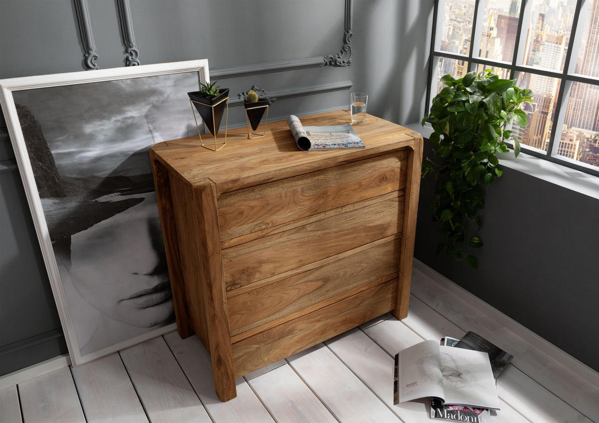 KOMMODE Sheesham 96x50x90 braun geölt BUENO #1004 - Braun, Holz (96/90/50cm) - Massivmoebel24