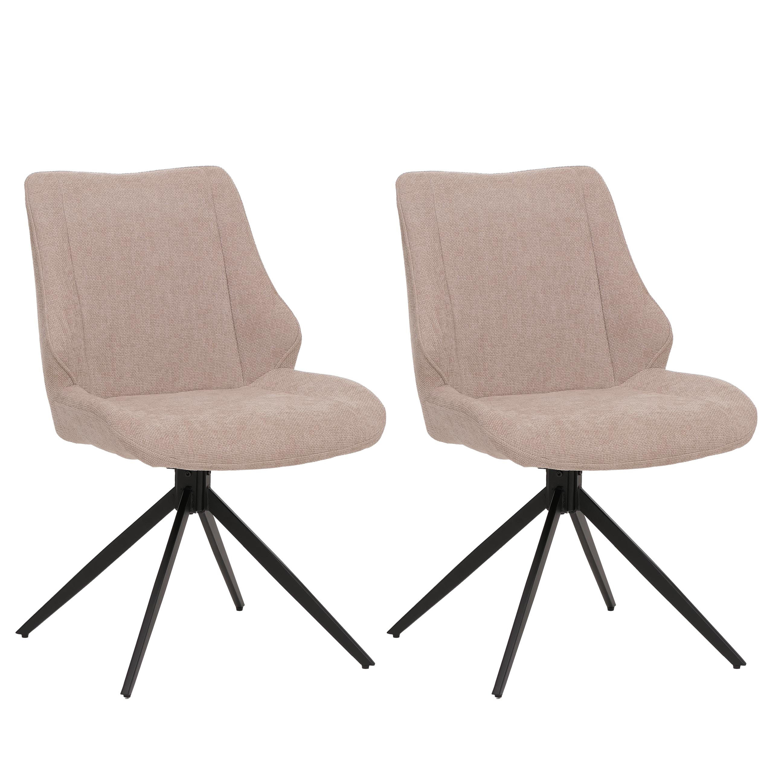 ESSZIMMERSTUHL Schwarz, Beige 2er-Set - Beige/Schwarz, Textil (55/88/62cm) - MCW