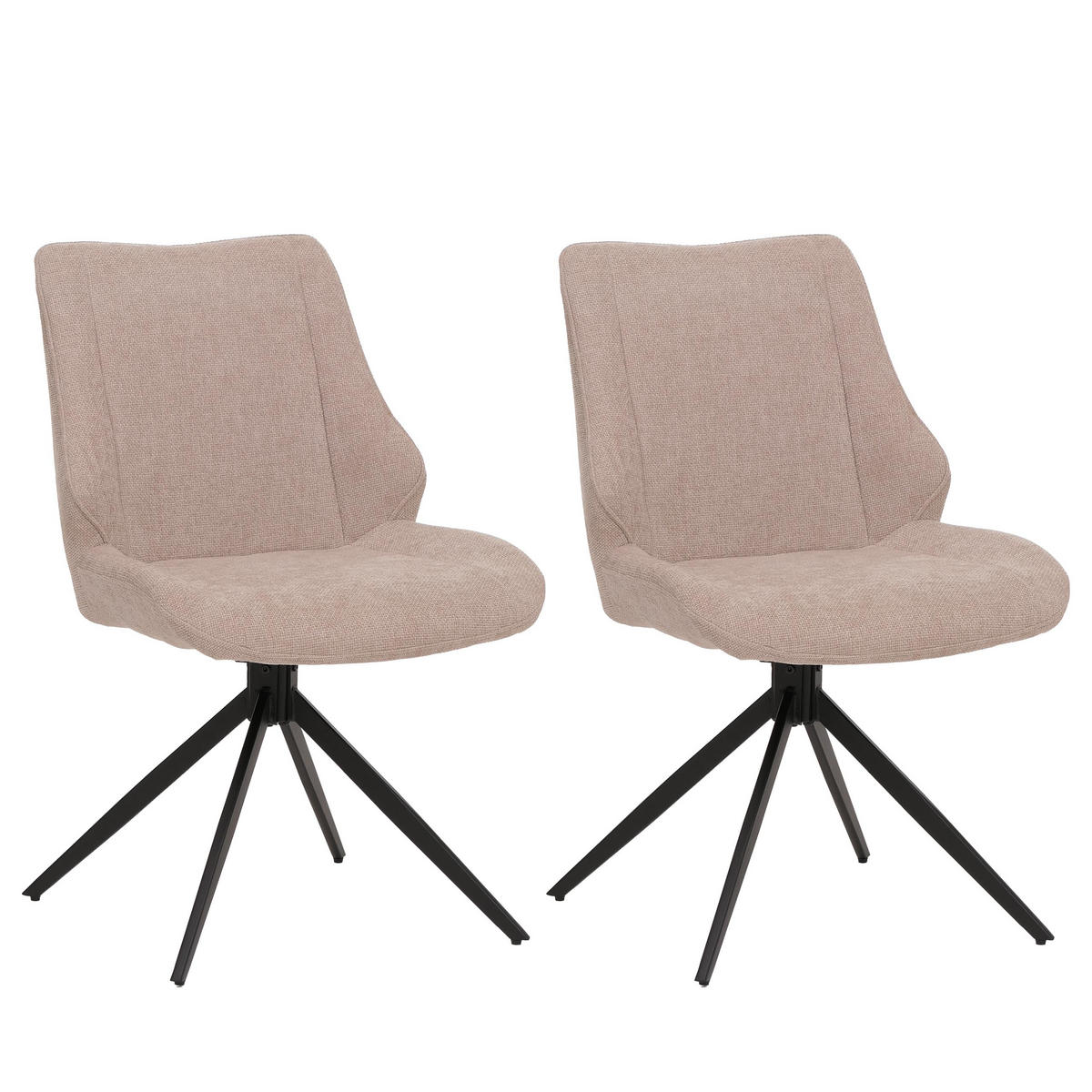 ESSZIMMERSTUHL Schwarz, Beige 2er-Set - Beige/Schwarz, Textil (55/88/62cm) - MCW