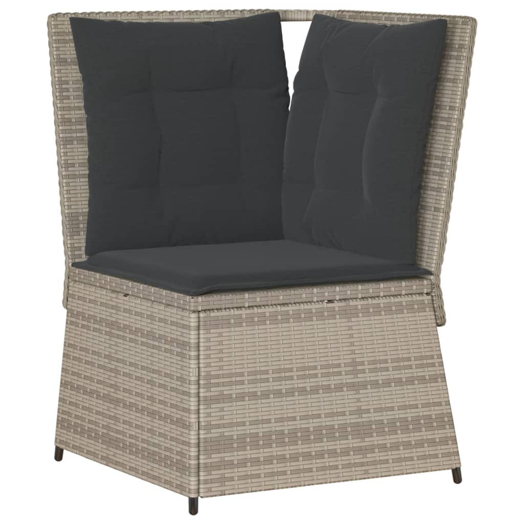 GARTEN-ECKSOFA mit Kissen Hellgrau Poly Rattan - Grau, Kunststoff (67/95/67cm)