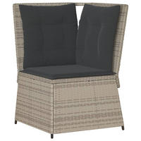 GARTEN-ECKSOFA mit Kissen Hellgrau Poly Rattan - Grau, Kunststoff (67/95/67cm)