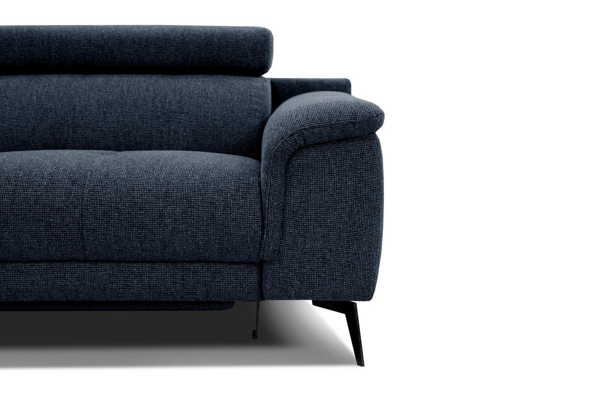 RELAXSOFA FIERO 3-Sitzer mit 1 Relaxfunktion, dunkelblau - Schwarz/Dunkelblau, Holzwerkstoff/Textil (212/82/103cm) - Courtois Laville