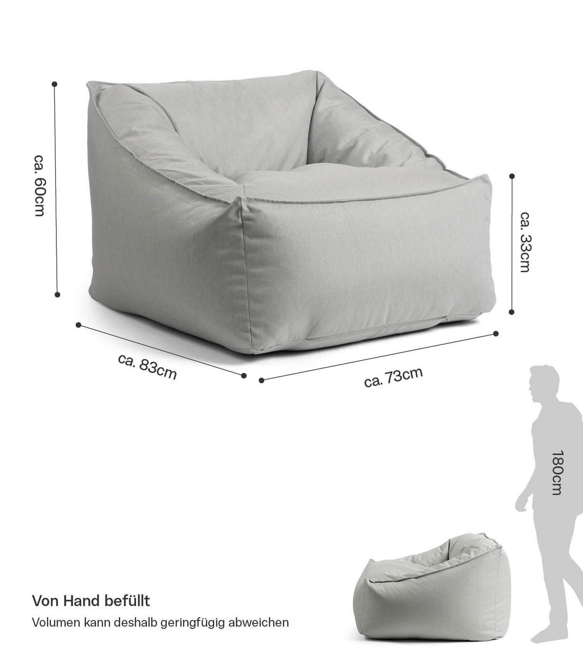 SITZSACK Der Sunnyboy - Grau, Textil (80/60/83cm) - Mokebo