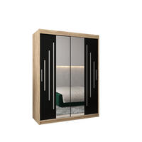 SCHWEBETÜRENSCHRANK 200/150/62 2-türig - Silberfarben/Schwarz, Holz/Kunststoff (150/200/62cm) - Abiks Möbel